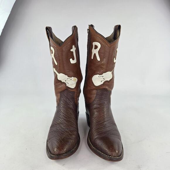 VTG Great Western Custom Boot Two-Tone Leather Boot US 9 Men Side Zip Cowboy - Picture 2 of 15